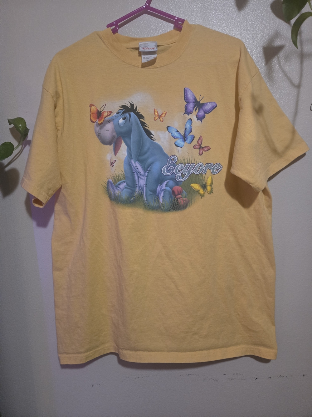 Disney Store Eeyore Butterfly Large Yellow Tee Shirt